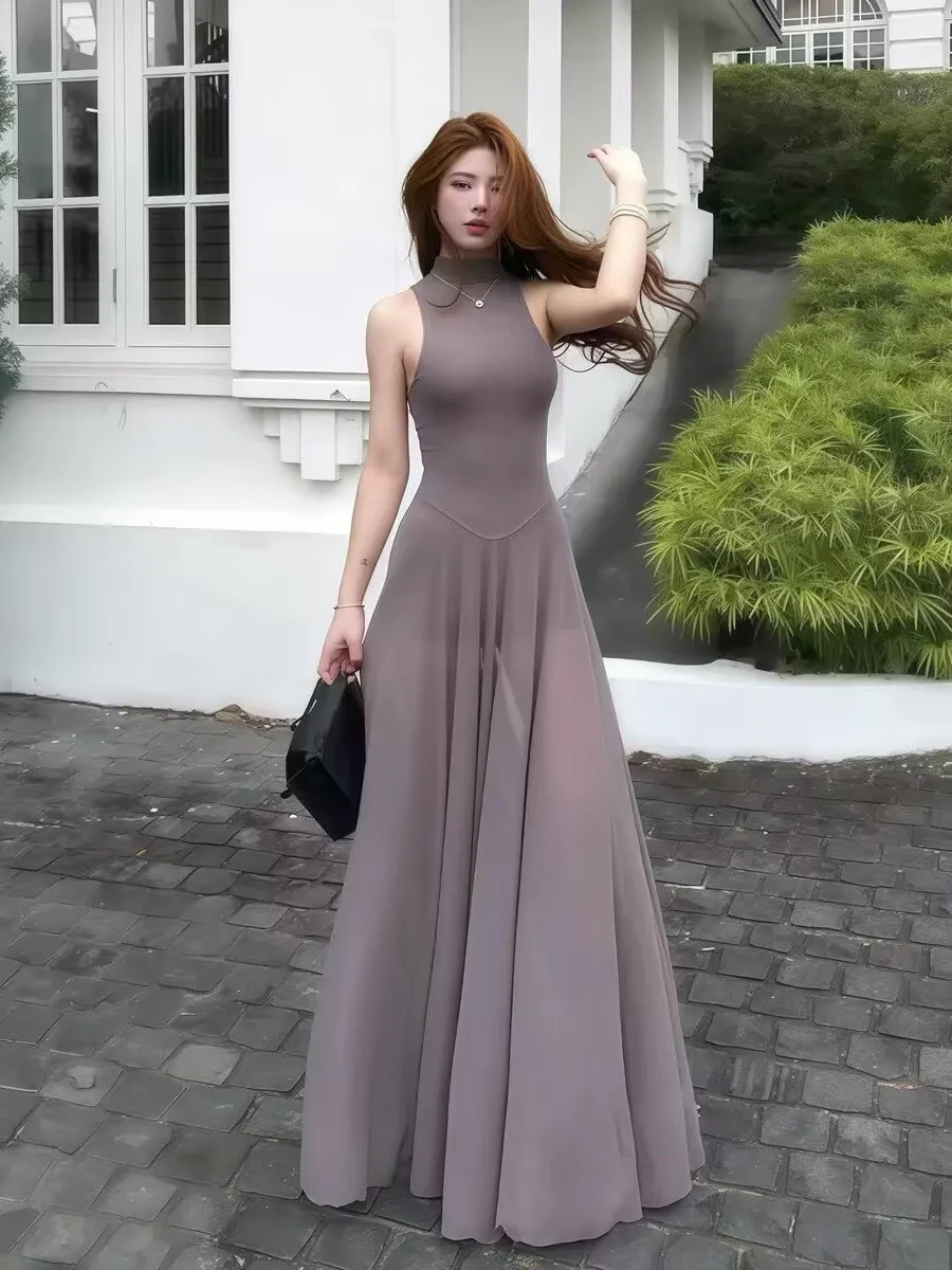 Elegant High Collar Sleeveless Mesh Dress Women's Summer Slimming Fashion Long Dress French Style Business Casual Fairy Skirt
Elegant High Collar Sleeveless Mesh Dress Women's Summer Slimming Fashion Long Dress French Style Business Casual Fairy Skirt