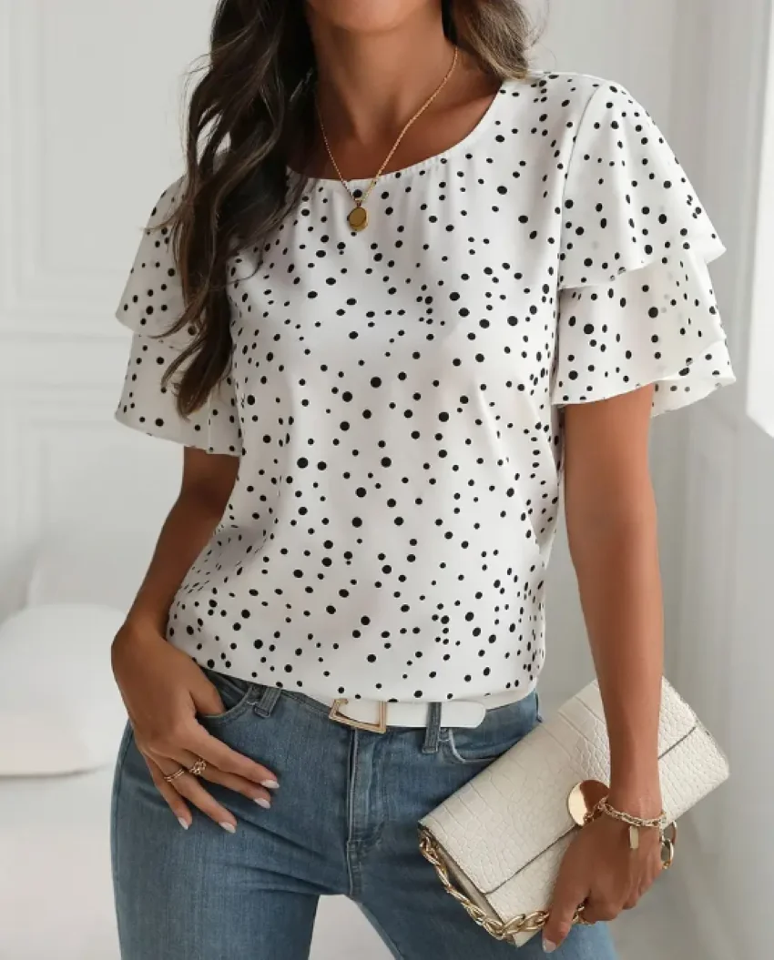 Plus Size 2026 Summer New Western Style Princess Sleeve V-Neck Women's Polka Dot Print Short Sleeve Shirt
Plus Size 2026 Summer New Western Style Princess Sleeve V-Neck Women's Polka Dot Print Short Sleeve Shirt