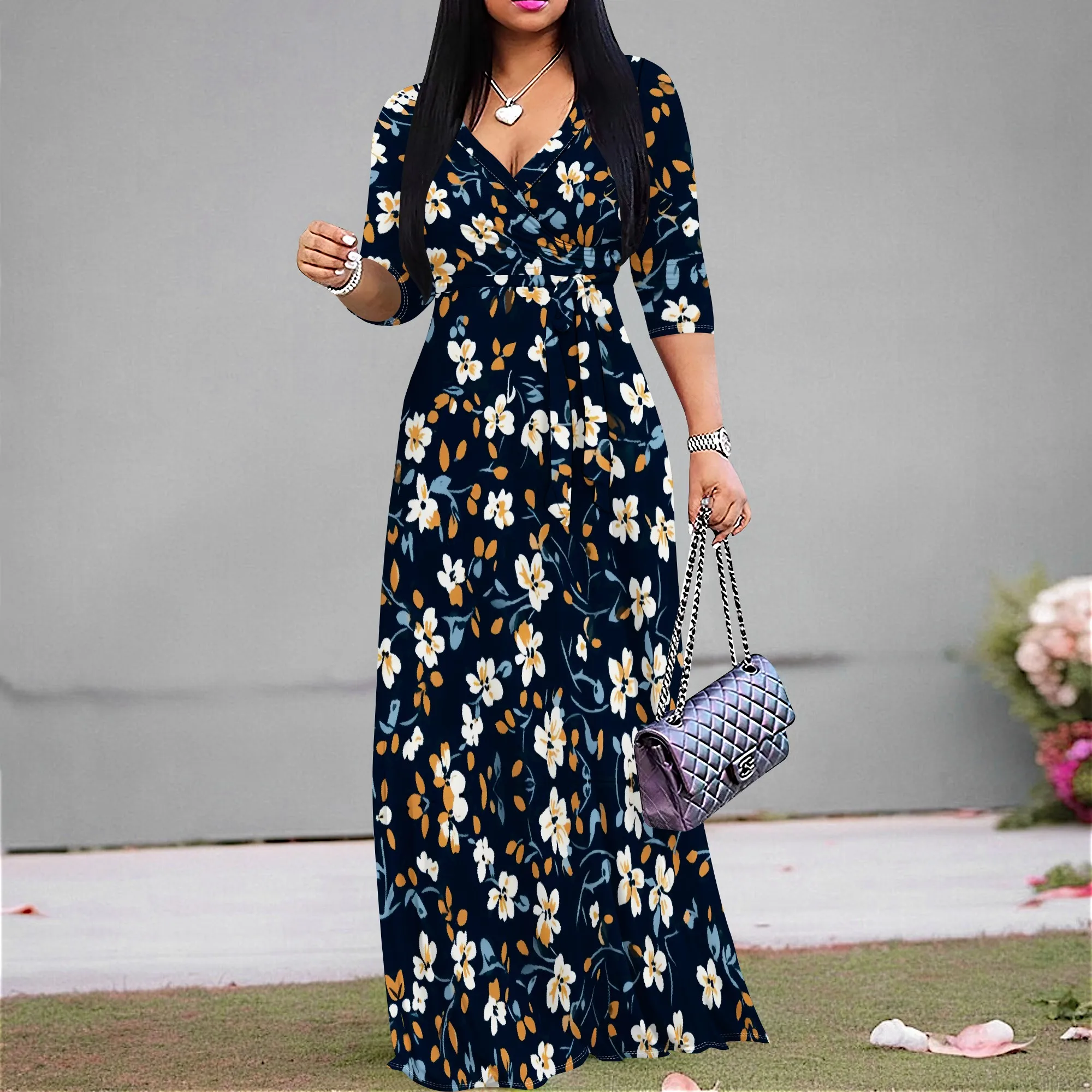 Women's Vintage Floral Maxi Dress 2025 Spring S-3XL Belted V-Neck Long Sleeve Dress for Brunch or Dinner Date
Women's Vintage Floral Maxi Dress 2025 Spring S-3XL Belted V-Neck Long Sleeve Dress for Brunch or Dinner Date