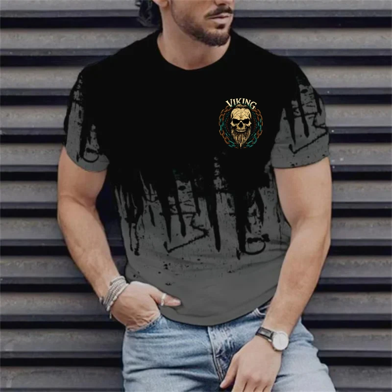 Men's T-Shirt Black Viking Skull Printed Pattern & Text
Men's T-Shirt Black Viking Skull Printed Pattern & Text