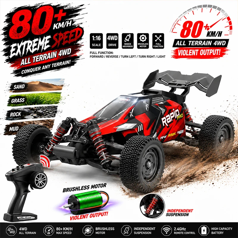 4WD RC Car 16201 1:16 70KM/H With LED Light Remote Control Cars High Speed Drift Monster Truck for Kids vs Wltoys 144001 Toy
4WD RC Car 16201 1:16 70KM/H With LED Light Remote Control Cars High Speed Drift Monster Truck for Kids vs Wltoys 144001 Toy
