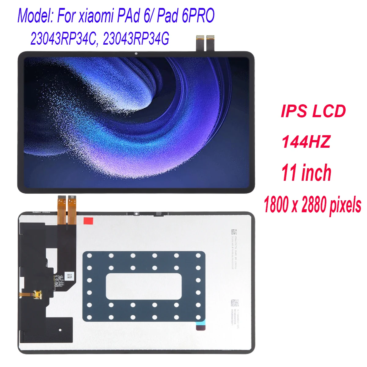 144 Гц для Xiaomi Pad 6 Pro 23043RP34C 23043RP34G ЖК-дисплей с сенсорным экраном и дигитайзером в сборе
144 Гц для Xiaomi Pad 6 Pro 23043RP34C 23043RP34G ЖК-дисплей с сенсорным экраном и дигитайзером в сборе