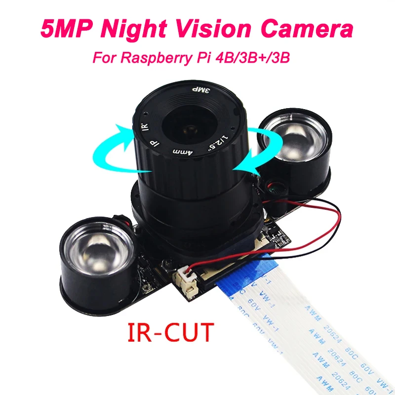 5MP Raspberry Pi 4 Camera Module Night Vision IR-CUT Automatically Focus Adjustable Camera for Raspberry Pi 4 Model B 3B Plus
5MP Raspberry Pi 4 Camera Module Night Vision IR-CUT Automatically Focus Adjustable Camera for Raspberry Pi 4 Model B 3B Plus