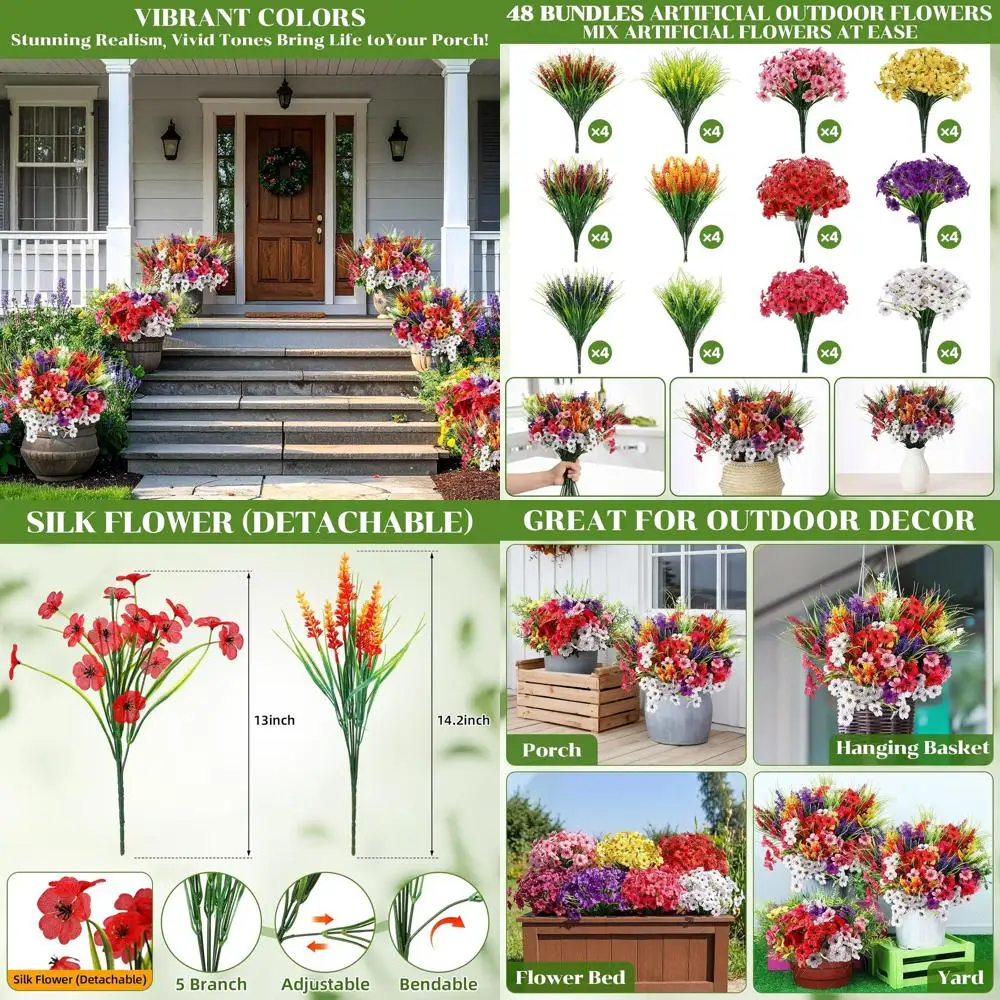 Elegant Outdoor UV-Resistant Artificial Flowers for Hanging Planters, Suitable for Indoor and Patio Garden Decor
Elegant Outdoor UV-Resistant Artificial Flowers for Hanging Planters, Suitable for Indoor and Patio Garden Decor