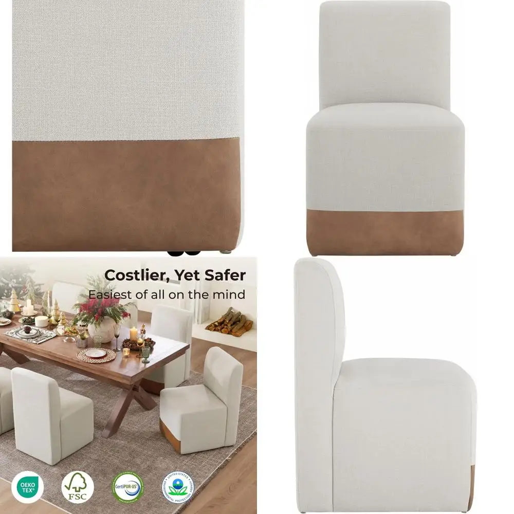 Upholstered Swivel Dining Chairs with Casters, Set of 4, Suitable for Living Room, Reading Nook, Linen & Cognac Leather Blend
Upholstered Swivel Dining Chairs with Casters, Set of 4, Suitable for Living Room, Reading Nook, Linen & Cognac Leather Blend