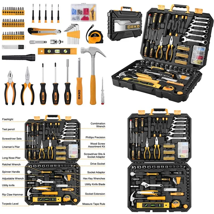 208 Piece Tool Set, General Household Hand Tool Kit, Auto Repair Tool Box with Plastic Toolbox Storage Case
208 Piece Tool Set, General Household Hand Tool Kit, Auto Repair Tool Box with Plastic Toolbox Storage Case