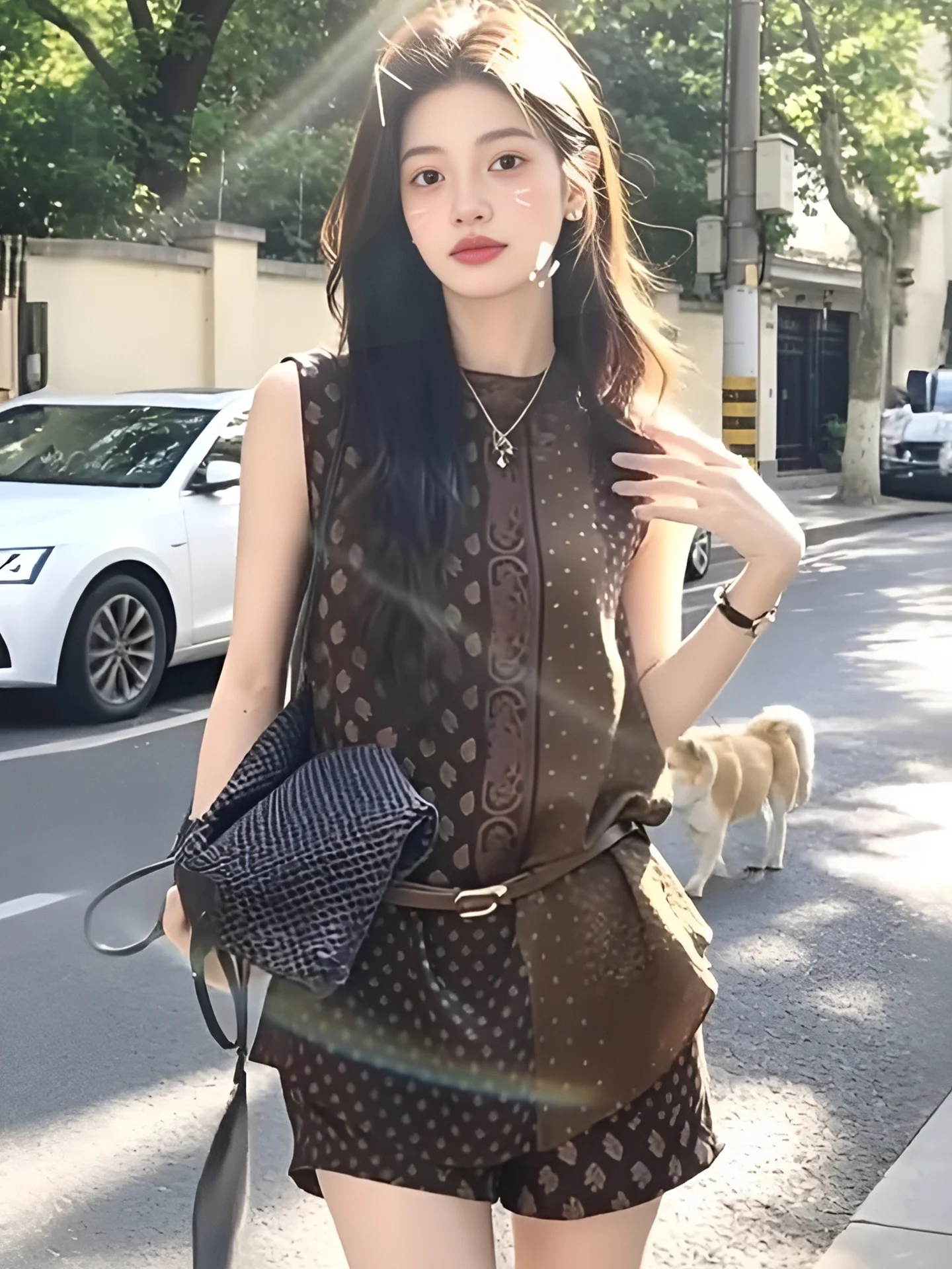 New Chinese Style National Trend Coffee Color Vest Set Women's 2026 New Print Sleeveless Top Belted Shorts Three Piece Set
New Chinese Style National Trend Coffee Color Vest Set Women's 2026 New Print Sleeveless Top Belted Shorts Three Piece Set