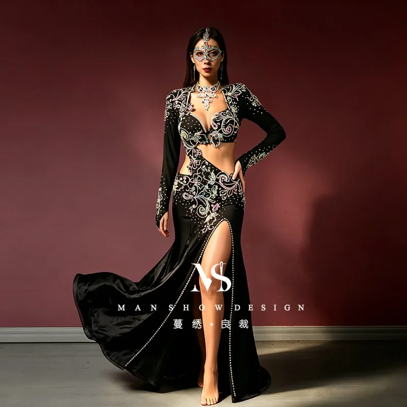 customized Belly dance performance outfit sexy black jumpsuit long sleeved fishtail skirt necklace Oriental dance costumes
customized Belly dance performance outfit sexy black jumpsuit long sleeved fishtail skirt necklace Oriental dance costumes
