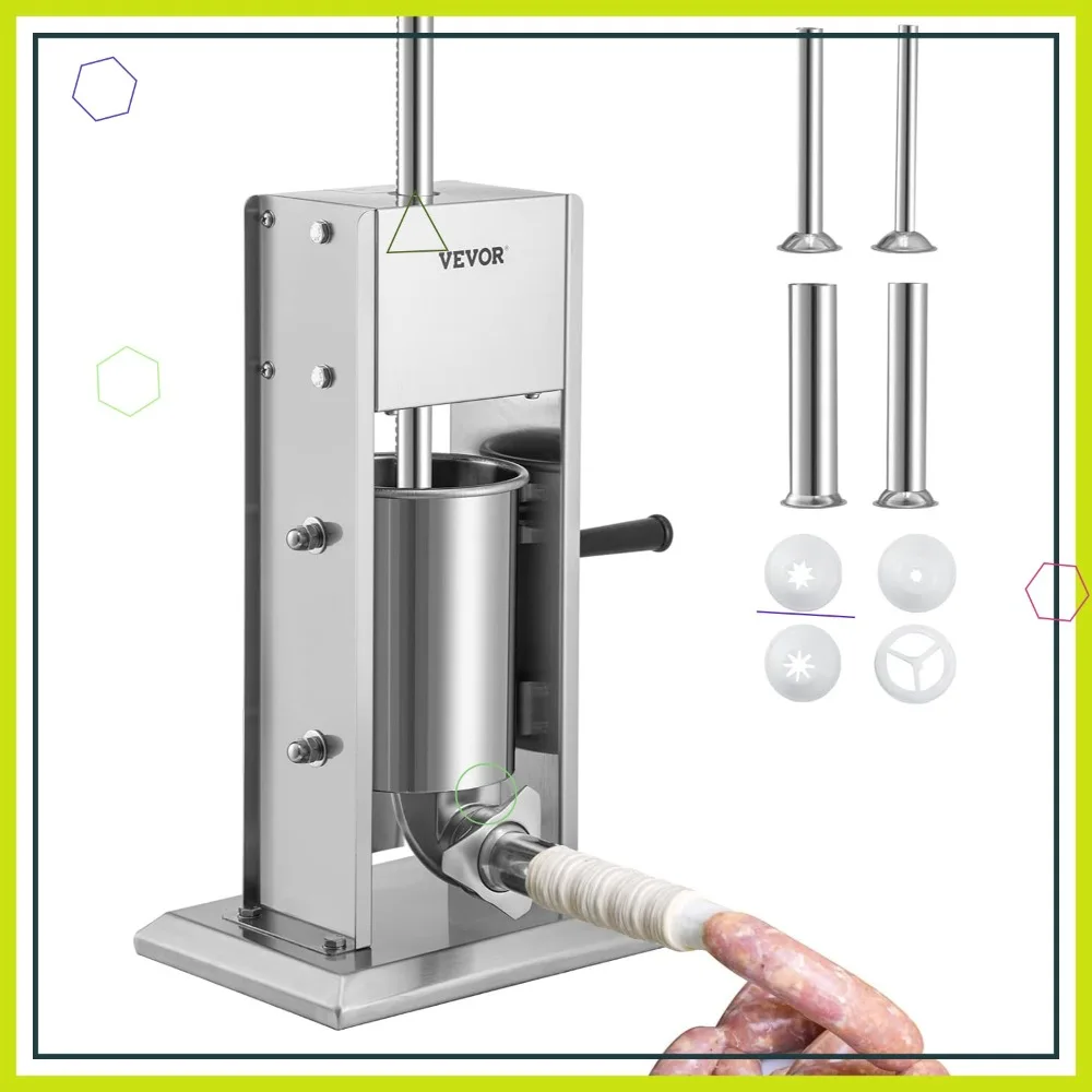 Ручной наполнитель для колбас емкостью 7 фунтов/3 л, двухскоростная машина для наполнения колбас из нержавеющей стали с 4 трубками
Ручной наполнитель для колбас емкостью 7 фунтов/3 л, двухскоростная машина для наполнения колбас из нержавеющей стали с 4 трубками