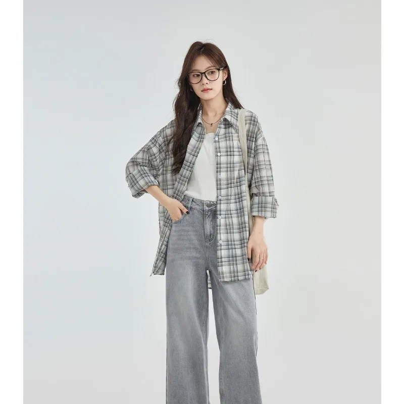 Retro Gray High Waisted Straight Leg Jeans for Women's Summer New Loose Wide Leg Pants
Retro Gray High Waisted Straight Leg Jeans for Women's Summer New Loose Wide Leg Pants