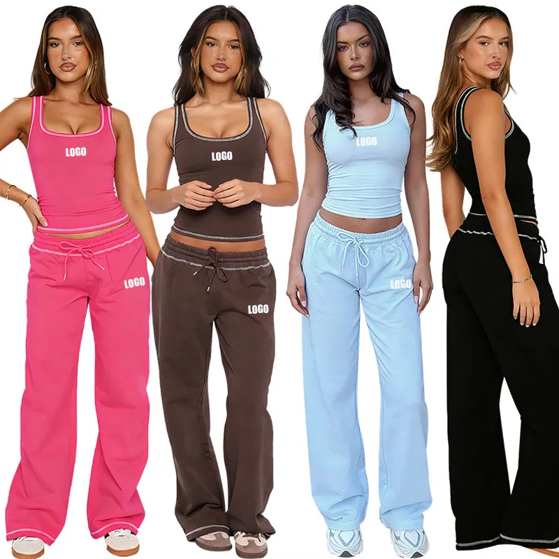 Customized LOGO women's new women's vest fashion casual sports wide-leg pants two-piece set
Customized LOGO women's new women's vest fashion casual sports wide-leg pants two-piece set