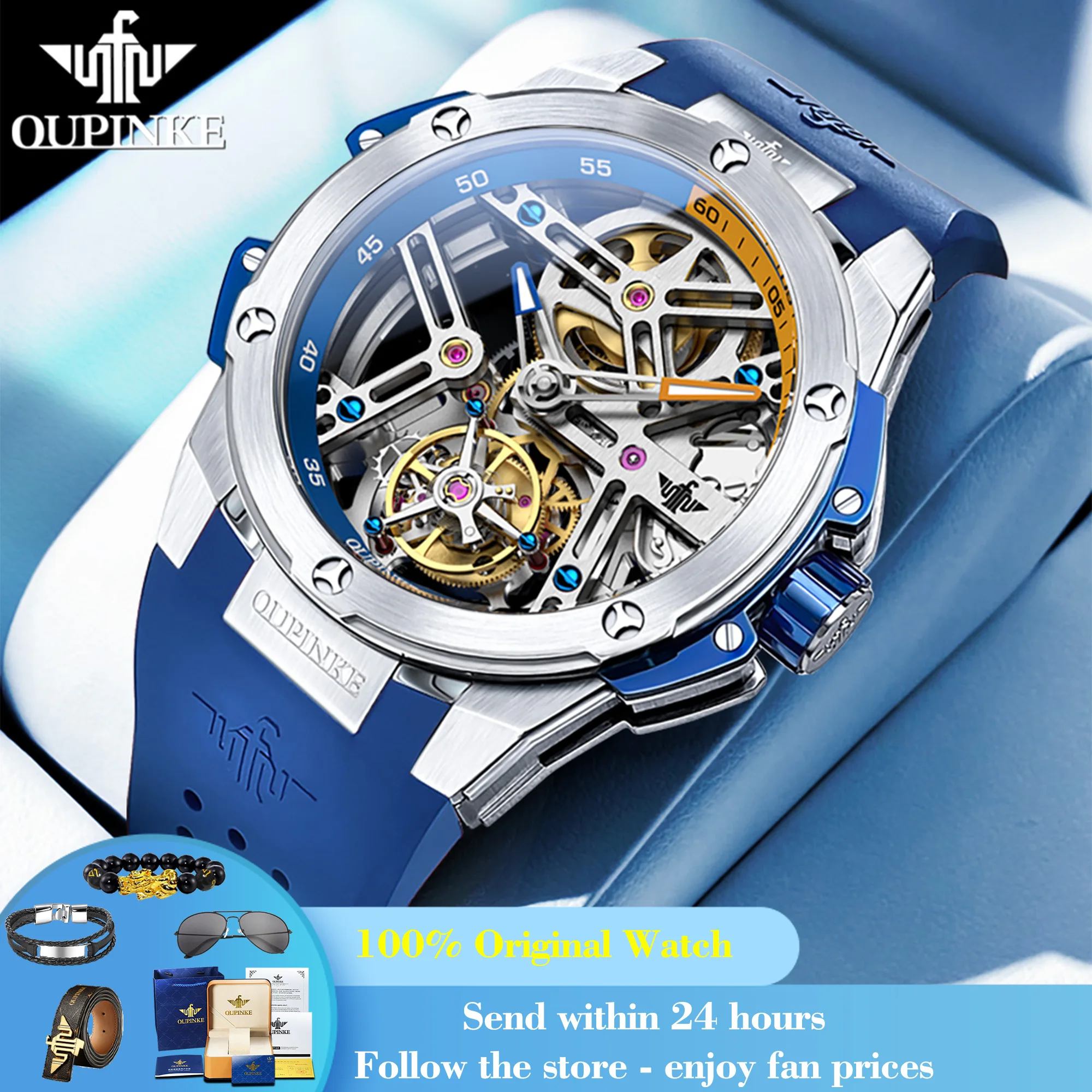 OUPINKE 8003 Watch For Men Tourbillon 45mm Hollow Automatic Wristwatch Waterproof Mechanical Man Watch Synthetic Sapphire Mirror
OUPINKE 8003 Watch For Men Tourbillon 45mm Hollow Automatic Wristwatch Waterproof Mechanical Man Watch Synthetic Sapphire Mirror