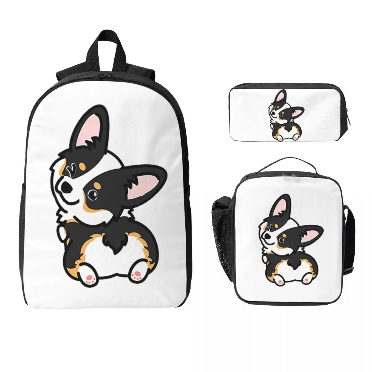 Black Tricolor Corgi Backpack Student Boys Girls BookBag School Bag Laptop Shoulder Bags 3ps Insulated Lunch Bag Pencil Case
Black Tricolor Corgi Backpack Student Boys Girls BookBag School Bag Laptop Shoulder Bags 3ps Insulated Lunch Bag Pencil Case