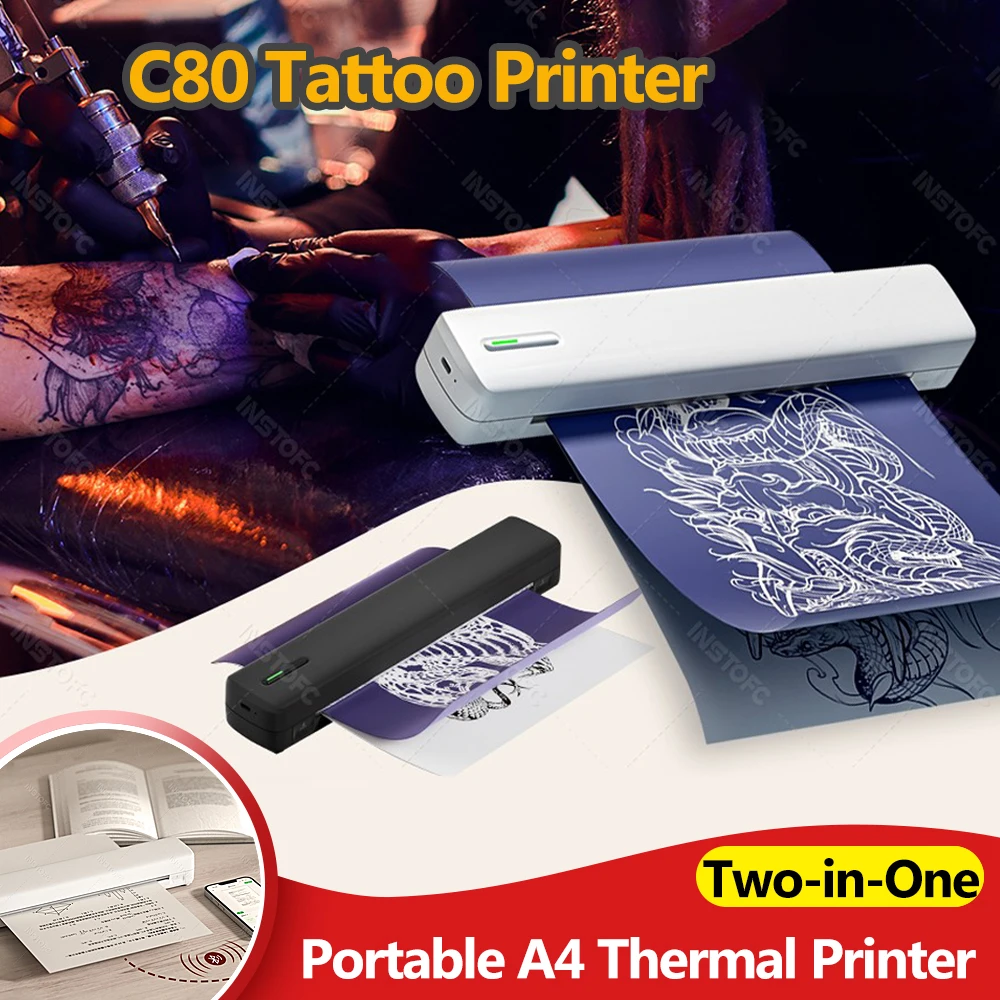 C80 Wireless Tattoo Stencil Printer,Portable A4 Thermal Printer with 5pcs for Tattoo Artists,Compatible with Phone,iPad & PC
C80 Wireless Tattoo Stencil Printer,Portable A4 Thermal Printer with 5pcs for Tattoo Artists,Compatible with Phone,iPad & PC