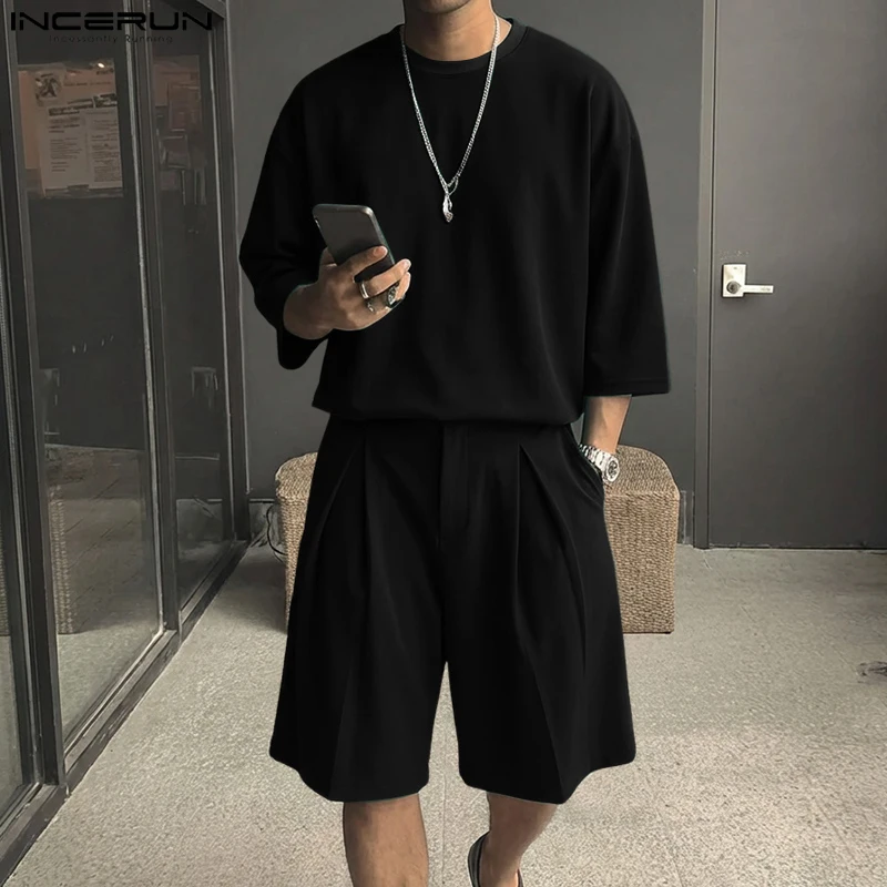 INCERUN Men's Sets Solid Color O-neck 3/4 Sleeve T Shirt Shorts Two Piece Sets Streetwear Oversize 2026 Casual Men Matching Sets
INCERUN Men's Sets Solid Color O-neck 3/4 Sleeve T Shirt Shorts Two Piece Sets Streetwear Oversize 2026 Casual Men Matching Sets