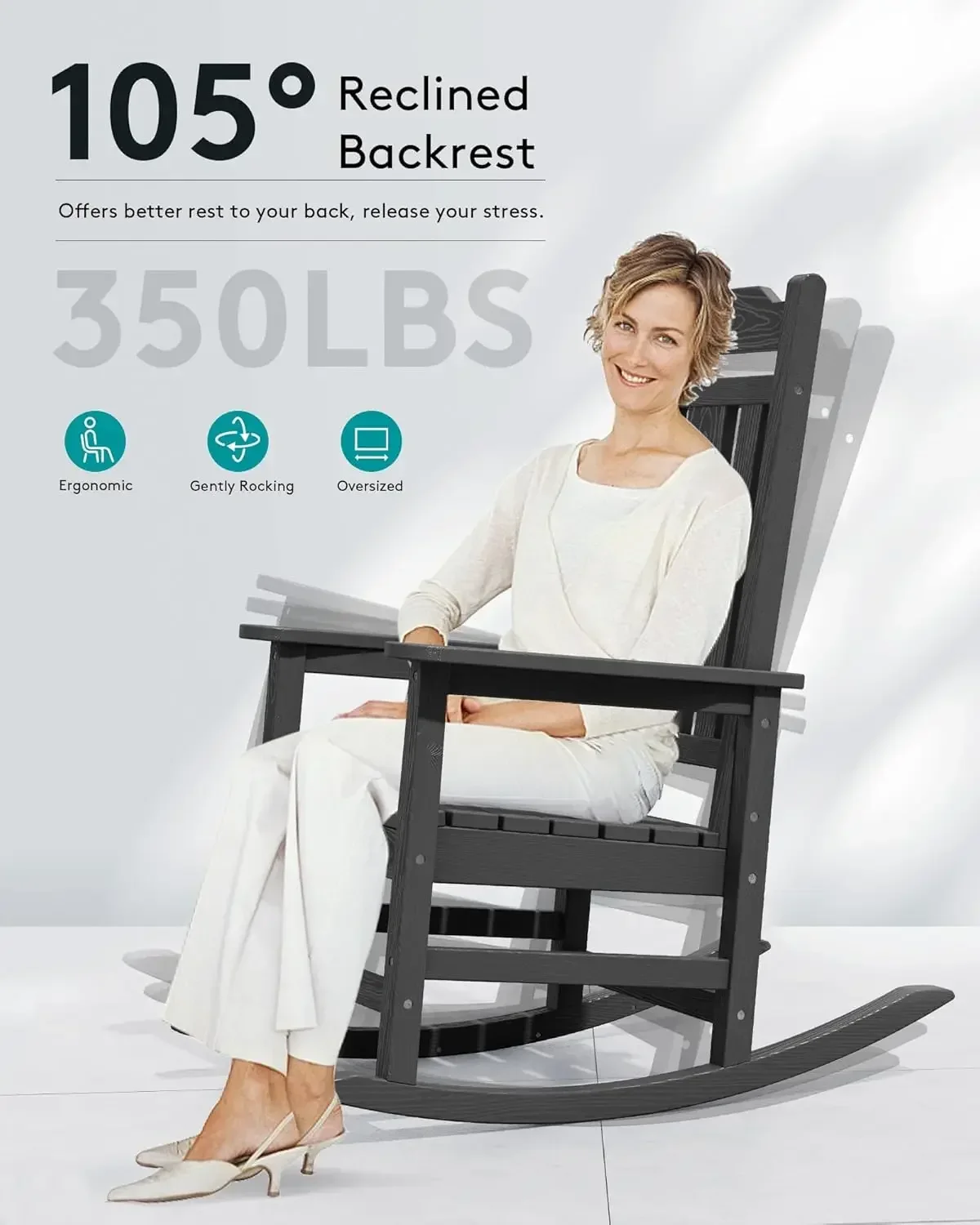 HDPE Rocking Chair Set of 2, All Weather Patio Rocking Chair, HDPE Poly Rocking Chair for Adults, Heavy Duty Front Porch Rocker
HDPE Rocking Chair Set of 2, All Weather Patio Rocking Chair, HDPE Poly Rocking Chair for Adults, Heavy Duty Front Porch Rocker