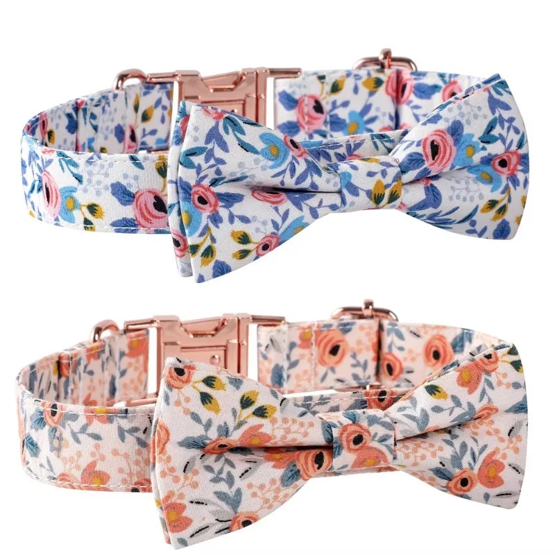 Customized Logo Dog Collar Adjustable Durable Flower Polyester Fabric Bowtie Luxury Golden Metal Buckle Pet Collar
Customized Logo Dog Collar Adjustable Durable Flower Polyester Fabric Bowtie Luxury Golden Metal Buckle Pet Collar