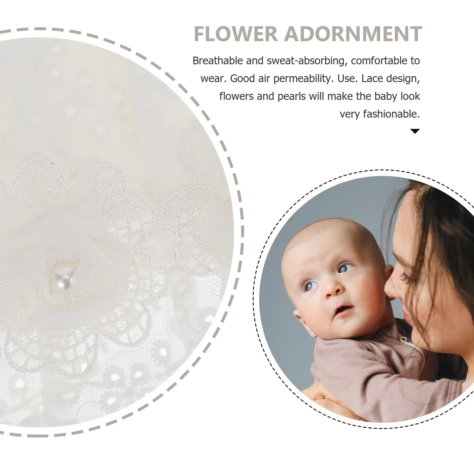 1Pcs Newborn Sun Protection Lace Bonnet Lightweight Breathable Baby Lace Cap for Spring Summer Photo Shoots Flower Pearl
1Pcs Newborn Sun Protection Lace Bonnet Lightweight Breathable Baby Lace Cap for Spring Summer Photo Shoots Flower Pearl
