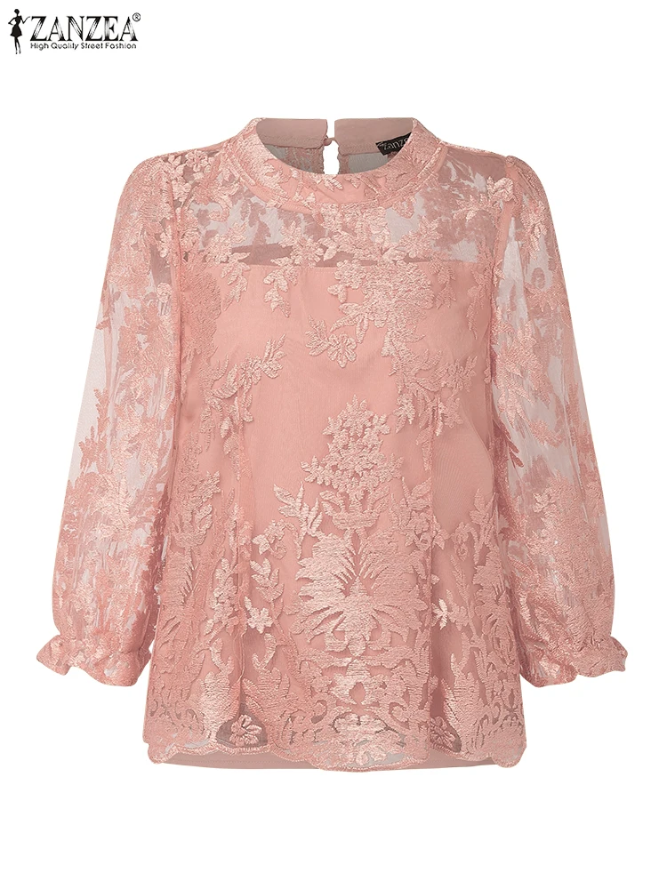 Женские топы и блузки ZANZEA 2021, летняя мода с воротником-стойкой, элегантные кружевные рубашки с пышными рукавами 3/4, повседневная уличная одежда, туника Blusas
Женские топы и блузки ZANZEA 2021, летняя мода с воротником-стойкой, элегантные кружевные рубашки с пышными рукавами 3/4, повседневная уличная одежда, туника Blusas