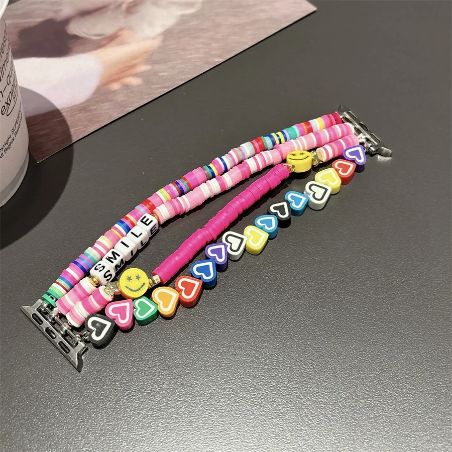 Summer New Product Creative Rainbow Smiling Face Soft Ceramic Silicone Personalized Beaded Compatibility with iWatch Strap 38mm
Summer New Product Creative Rainbow Smiling Face Soft Ceramic Silicone Personalized Beaded Compatibility with iWatch Strap 38mm