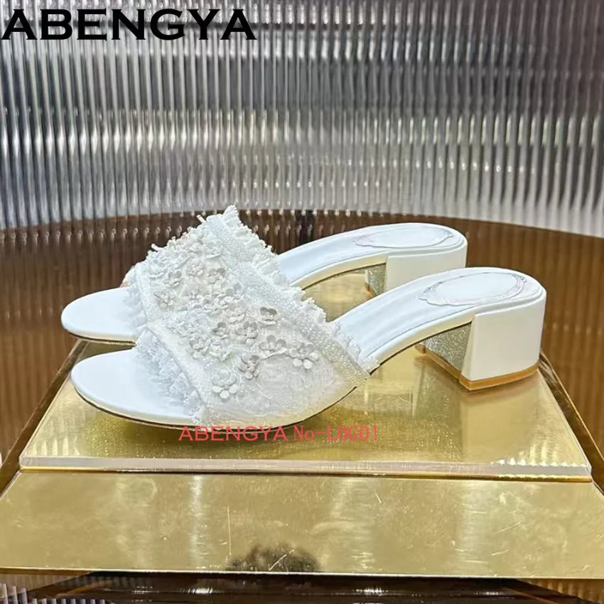 Summer Crystal Flower Slides Square Heels Slipper Women's Sandals Outdoor Open Toe Dress Shoes Bohemian Slippers Women
Summer Crystal Flower Slides Square Heels Slipper Women's Sandals Outdoor Open Toe Dress Shoes Bohemian Slippers Women