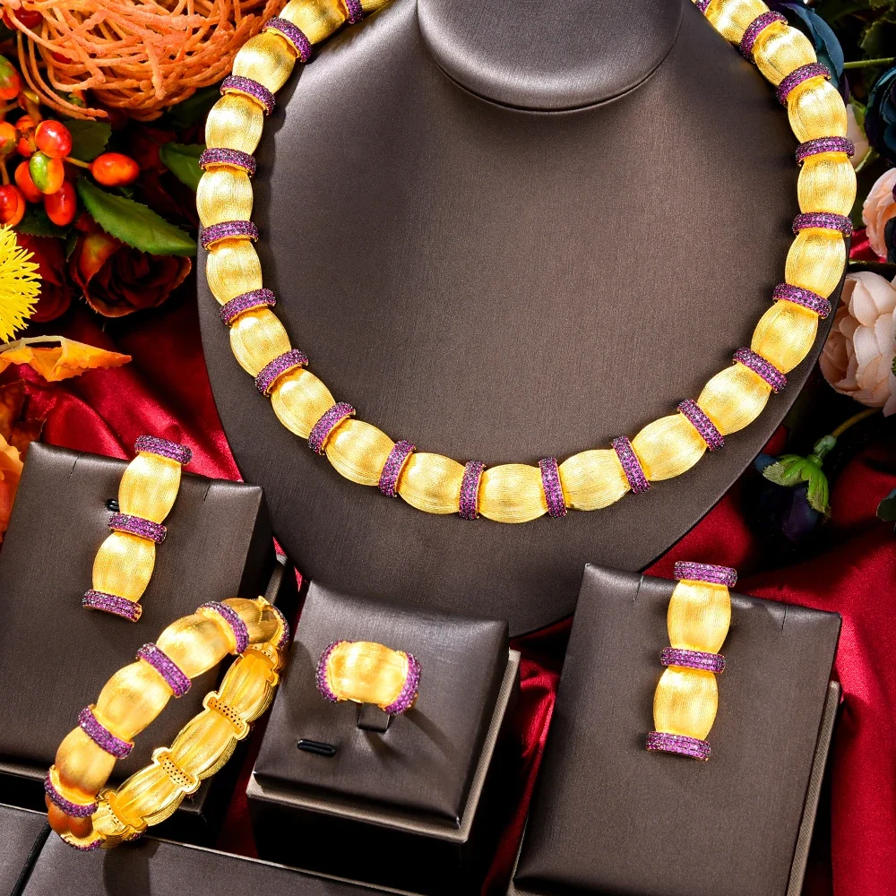 Kellybola Famous Brand Trendy Luxury African 4 Jewelry Sets For Women Wedding Party Zircon Crystal Dubai Bridal Jewelry Set Gift
Kellybola Famous Brand Trendy Luxury African 4 Jewelry Sets For Women Wedding Party Zircon Crystal Dubai Bridal Jewelry Set Gift