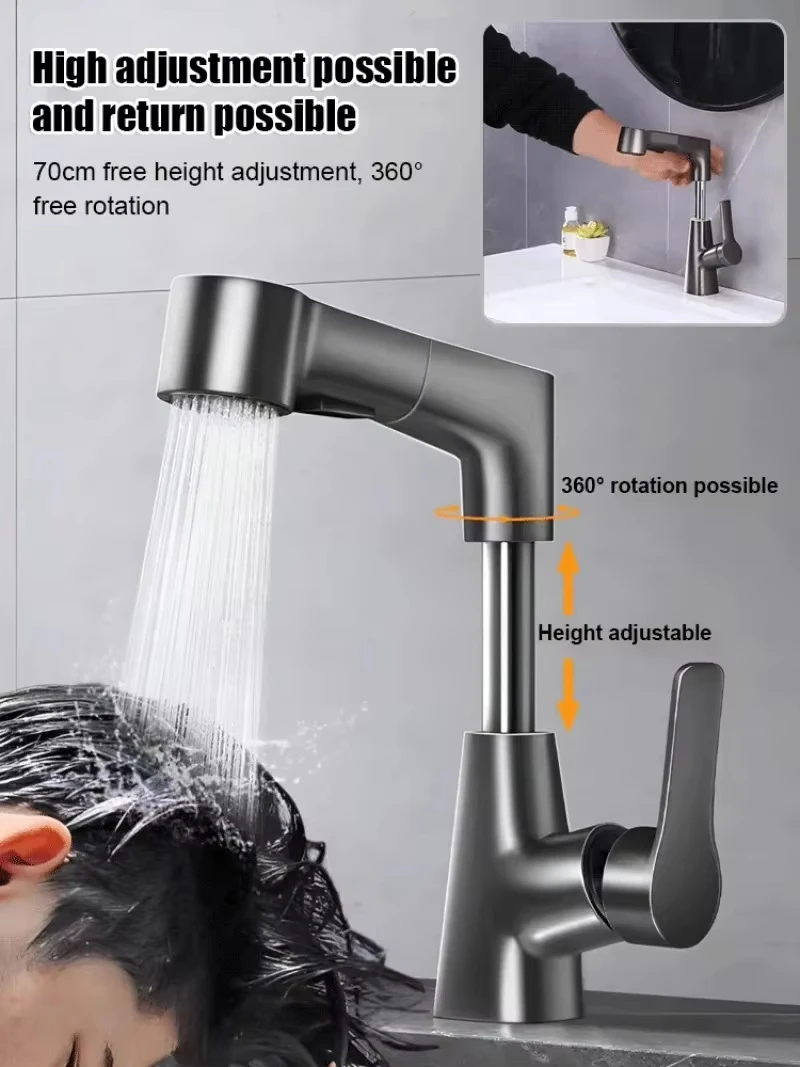 Bathroom Sink Faucet with Pull Out Sprayer Retractable Water Supply Hose- Sink Lavatory Pull Down Sink Faucet
Bathroom Sink Faucet with Pull Out Sprayer Retractable Water Supply Hose- Sink Lavatory Pull Down Sink Faucet