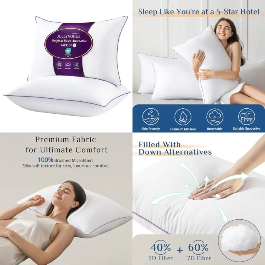 Pillows Size Set of, Soft Supportive Bed Pillows with Super Soft Down Alternative Fill, Luxury Fluffy Hotel Quality for Side, B
Pillows Size Set of, Soft Supportive Bed Pillows with Super Soft Down Alternative Fill, Luxury Fluffy Hotel Quality for Side, B