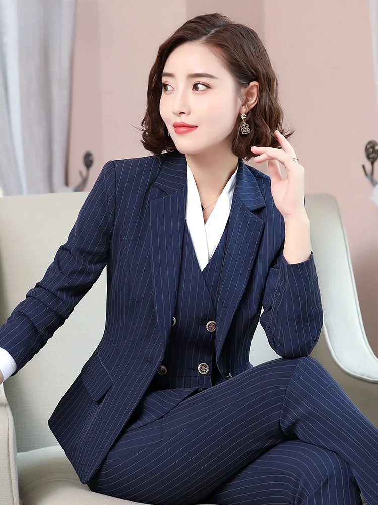 Professional Women's Long Sleeve Suit Set Autumn Winter Hotel Work Uniform Fashion Striped Jacket Elegant Formal Outfit
Professional Women's Long Sleeve Suit Set Autumn Winter Hotel Work Uniform Fashion Striped Jacket Elegant Formal Outfit