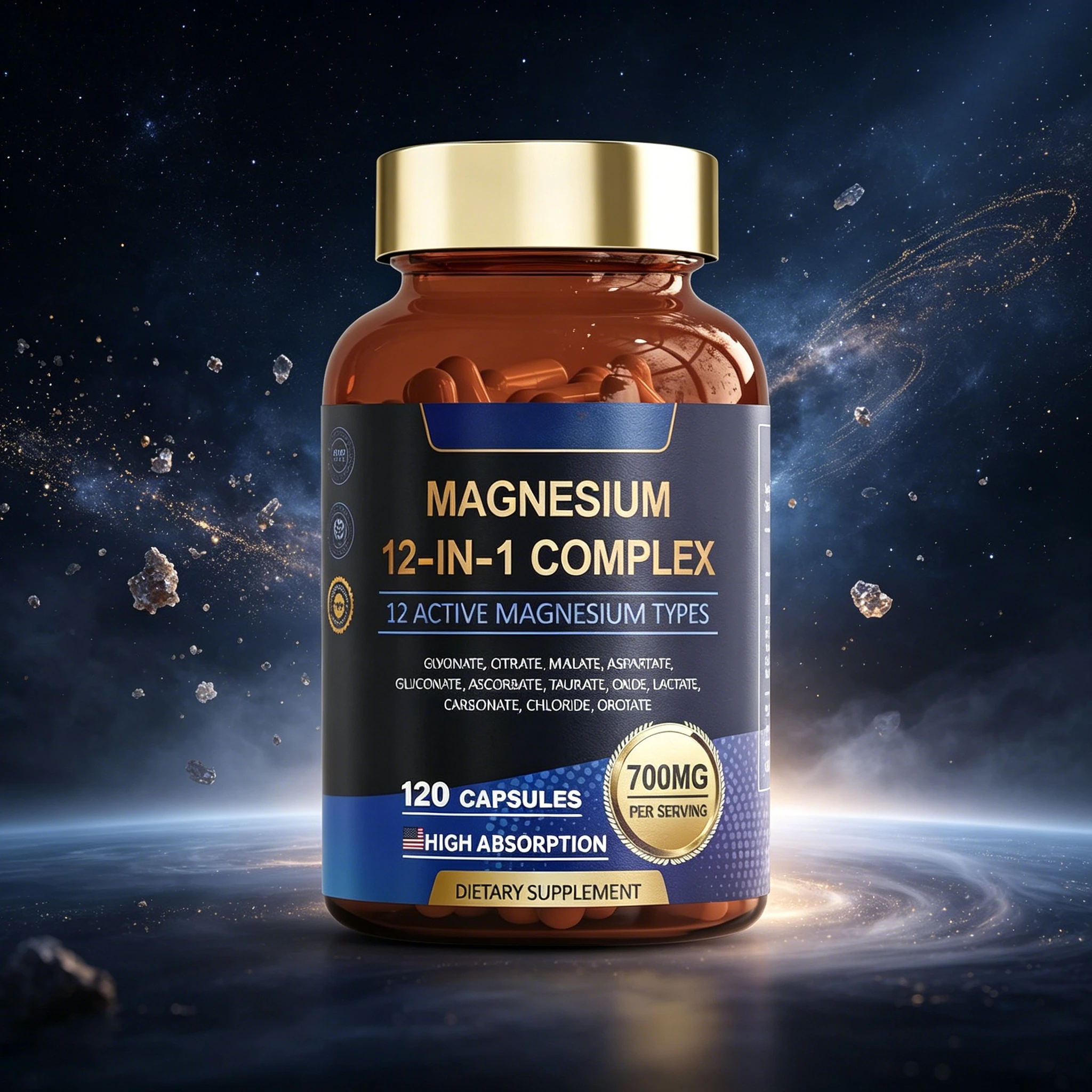 High Absorption Magnesium Complex 700mg 12 Types Including Glycinate Citrate Malate Taurate for Daily Balance Muscle Function
High Absorption Magnesium Complex 700mg 12 Types Including Glycinate Citrate Malate Taurate for Daily Balance Muscle Function
