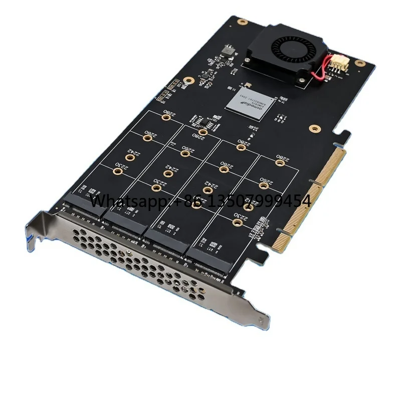 PCIe X8x16 M.2 M Key ASM2824 Four-port NVMe SSD Storage Expansion Card in Stock
PCIe X8x16 M.2 M Key ASM2824 Four-port NVMe SSD Storage Expansion Card in Stock