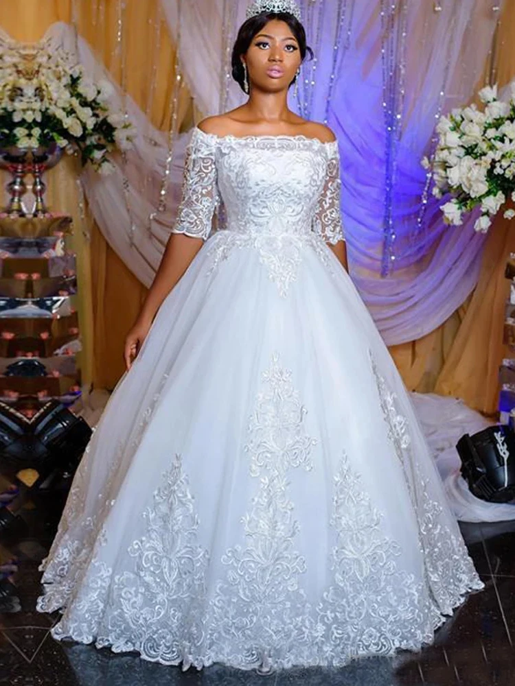 Luxury Africa Half Sleeve A Line Wedding Dresses for Women Plus Size Elegant Off Shoulder Bridal Gowns Vestido De Novia
Luxury Africa Half Sleeve A Line Wedding Dresses for Women Plus Size Elegant Off Shoulder Bridal Gowns Vestido De Novia