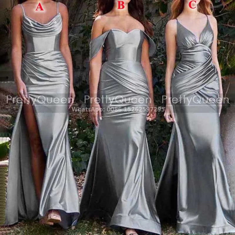 Customized Long Mermaid Bridesmaid Dresses For Women Sheath Spaghetti Straps Sleeveless Silver Gray Party Dress Wedding Guest
Customized Long Mermaid Bridesmaid Dresses For Women Sheath Spaghetti Straps Sleeveless Silver Gray Party Dress Wedding Guest