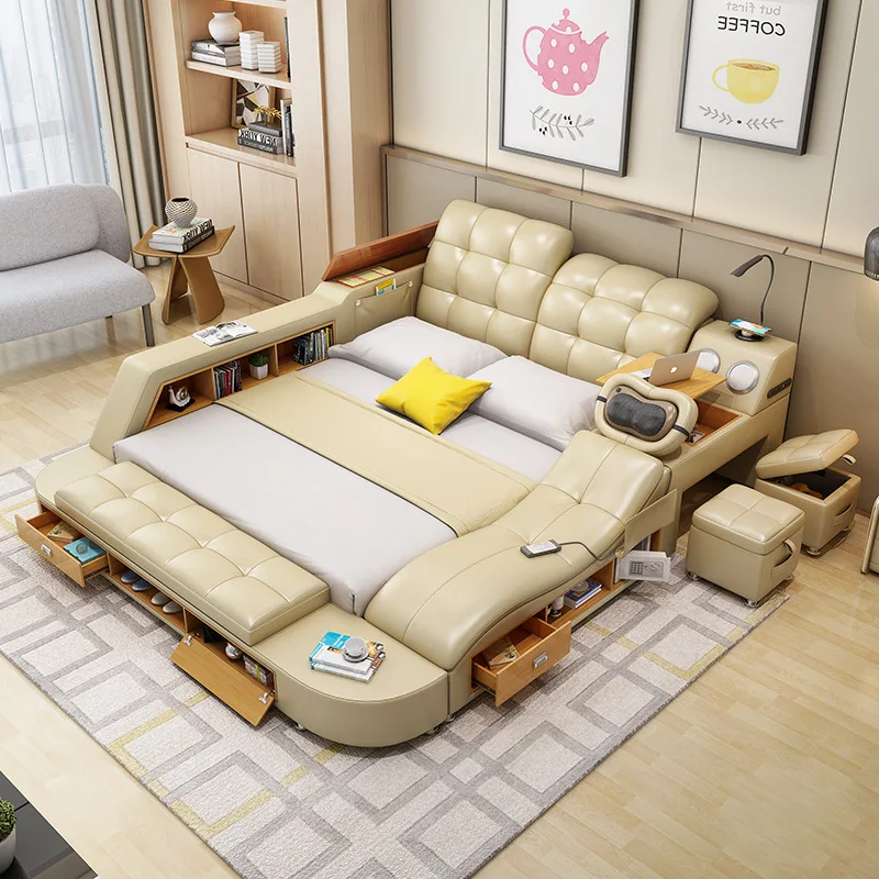 Modern simple master bedroom marriage bed intelligent massage leather bed tatami foreign trade multi-function bed double storage
Modern simple master bedroom marriage bed intelligent massage leather bed tatami foreign trade multi-function bed double storage