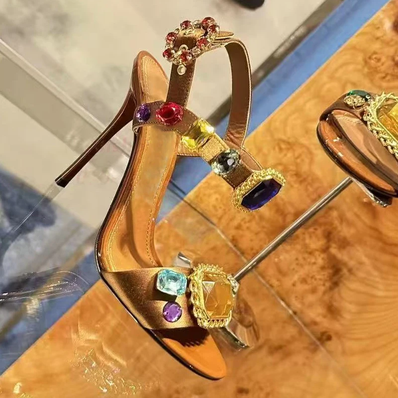 Gemstone Open Toe Stiletto Brown Sandals Woman Summer 2026 Crystal Embellished High Heel Party Wedding Dress Shoes for Ladies
Gemstone Open Toe Stiletto Brown Sandals Woman Summer 2026 Crystal Embellished High Heel Party Wedding Dress Shoes for Ladies