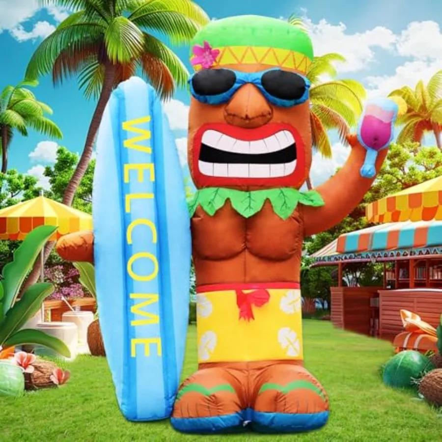 5Feet Tiki Luau Inflatables for outdoor tropical party decor, PVC material, brown and white, built-in LED lights for night visi
5Feet Tiki Luau Inflatables for outdoor tropical party decor, PVC material, brown and white, built-in LED lights for night visi