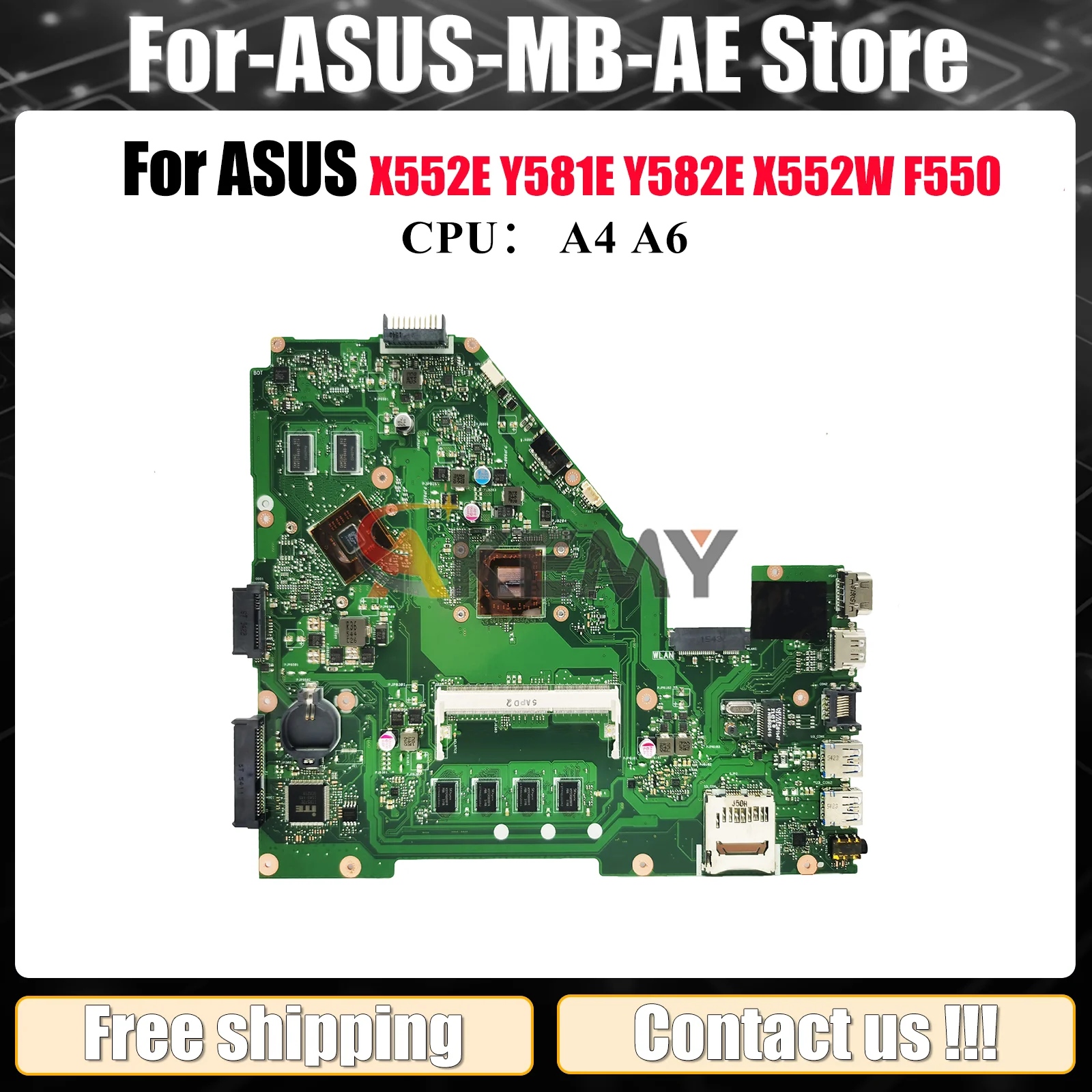X550WE Laptop Motherboard For ASUS VivoBook X550WE F550WE X552W Y581E Y582E X550W X552EP Notebook Mainboard With A4 A6 CPU stk
X550WE Laptop Motherboard For ASUS VivoBook X550WE F550WE X552W Y581E Y582E X550W X552EP Notebook Mainboard With A4 A6 CPU stk