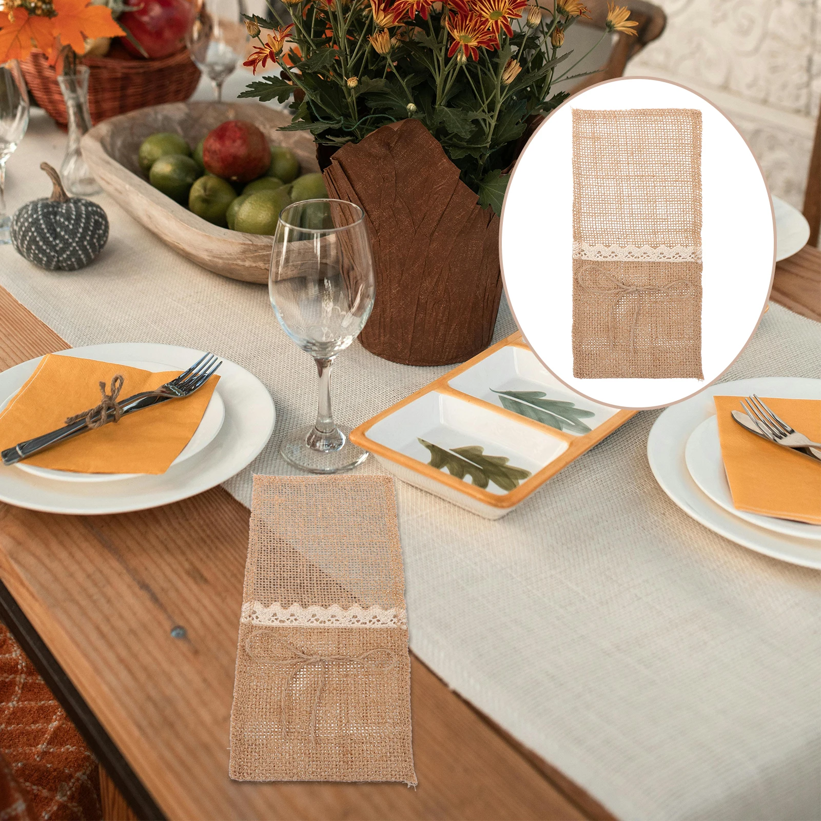 Cutlery Bags Burlap Lace Kitchen Utensils Holder Reusable Washable Tableware Pockets Vintage Theme Party Christmas Storage
Cutlery Bags Burlap Lace Kitchen Utensils Holder Reusable Washable Tableware Pockets Vintage Theme Party Christmas Storage