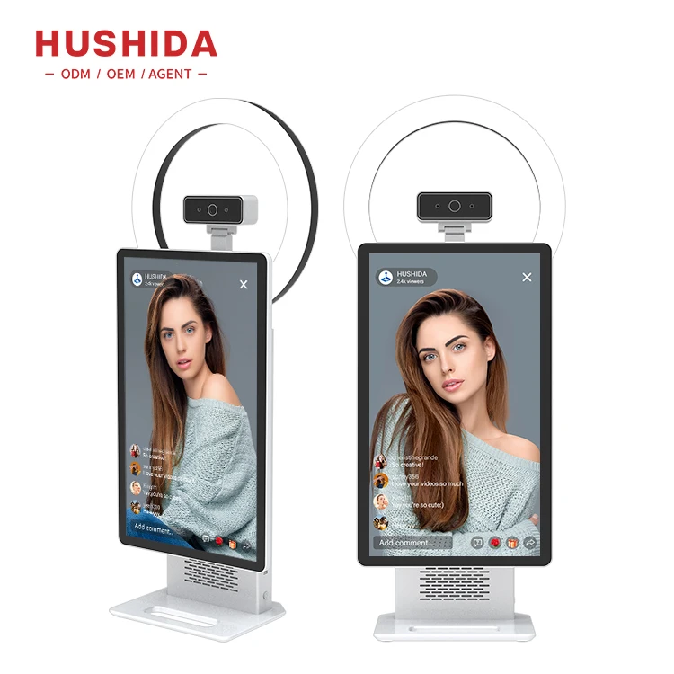 HUSHIDA 15.6 Inch Shopping Live Streaming Machine with 50mp Camera Win Android System Portable Live Broadcast