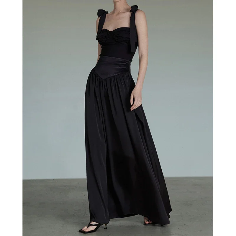 Vintage Black Cropped Tops + Long Skirts Women Elegant Summer Party Sleeveless Two Piece Sets Lady Streetwear Skirt Set Luxury
Vintage Black Cropped Tops + Long Skirts Women Elegant Summer Party Sleeveless Two Piece Sets Lady Streetwear Skirt Set Luxury