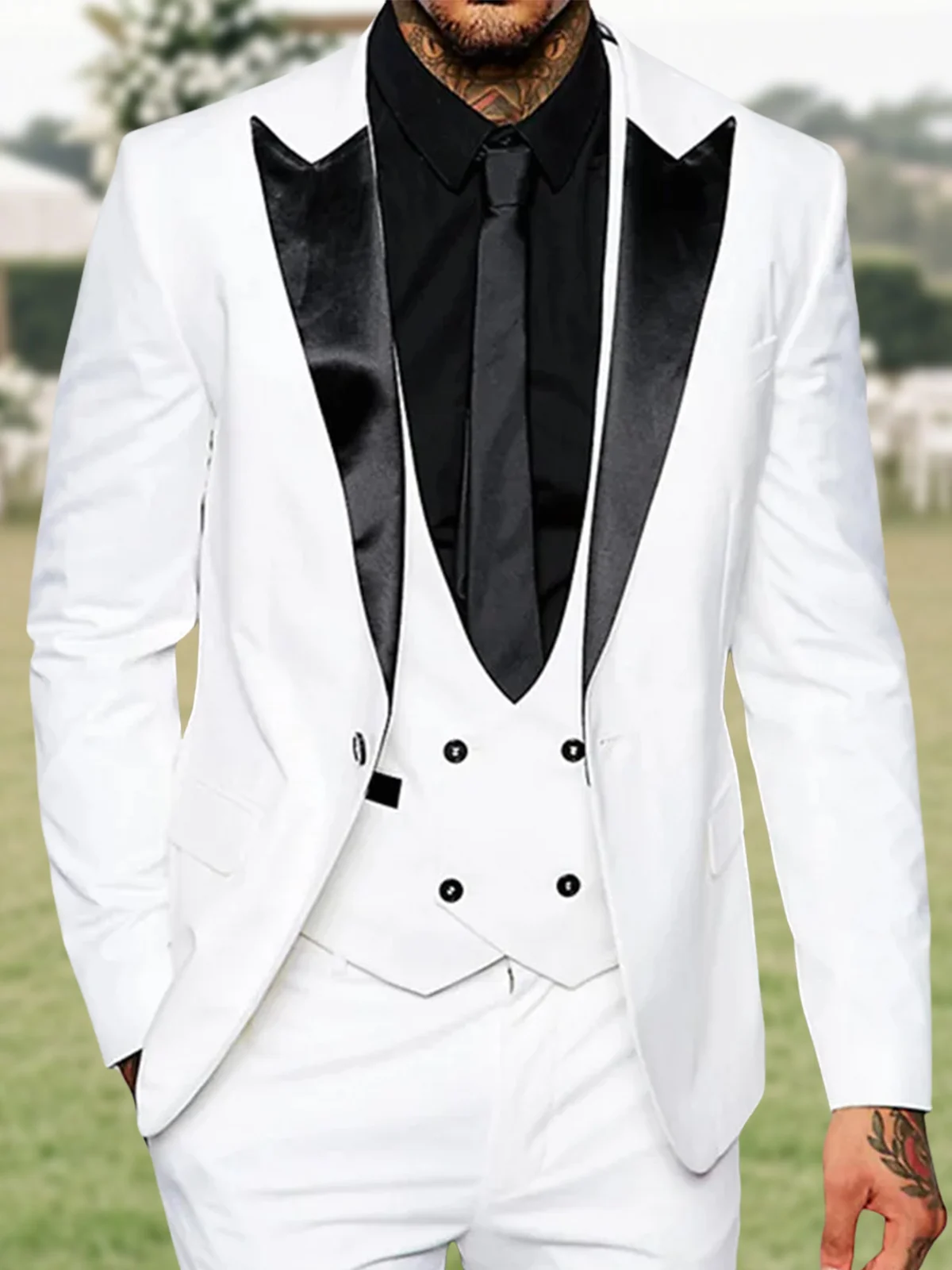 Wedding Suit for Men Slim Fit Peaked Lapel Solid Tuxedo 3 Piece Trendy Suit for Man Blazers and Pants and Double Breasted Vest
Wedding Suit for Men Slim Fit Peaked Lapel Solid Tuxedo 3 Piece Trendy Suit for Man Blazers and Pants and Double Breasted Vest