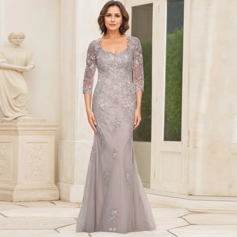 Customized Elegant Chiffon 3/4 Sleeve Mermaid Mother of the Bride Dresse Scoop Neck Floor-Length Gown Vestido De Noiva
Customized Elegant Chiffon 3/4 Sleeve Mermaid Mother of the Bride Dresse Scoop Neck Floor-Length Gown Vestido De Noiva
