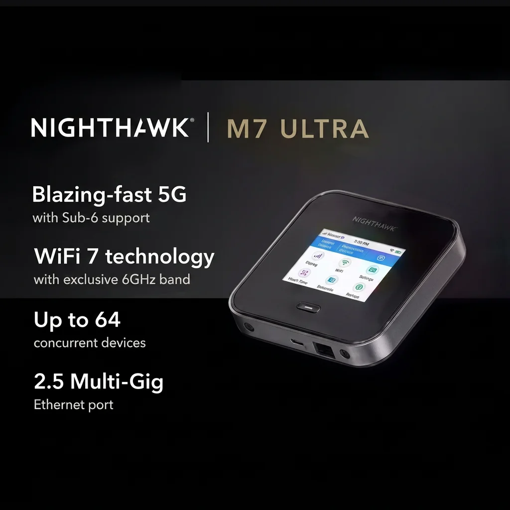 Used Unlocked Netgear MR7500 Nighthawk M7 5G Ultra WiFi 7 Dual-Band Router MmWave Mobile Hotspot SOHO 1000Mbps AU VERSION
Used Unlocked Netgear MR7500 Nighthawk M7 5G Ultra WiFi 7 Dual-Band Router MmWave Mobile Hotspot SOHO 1000Mbps AU VERSION