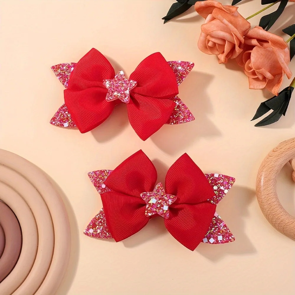 LOVEKIKI 2Pcs 4.33inch Star Glitter Bow Hair Clips for Girls Boutique Ribbon Dovetail Barrette Headwear Babe Hair Accessories
LOVEKIKI 2Pcs 4.33inch Star Glitter Bow Hair Clips for Girls Boutique Ribbon Dovetail Barrette Headwear Babe Hair Accessories