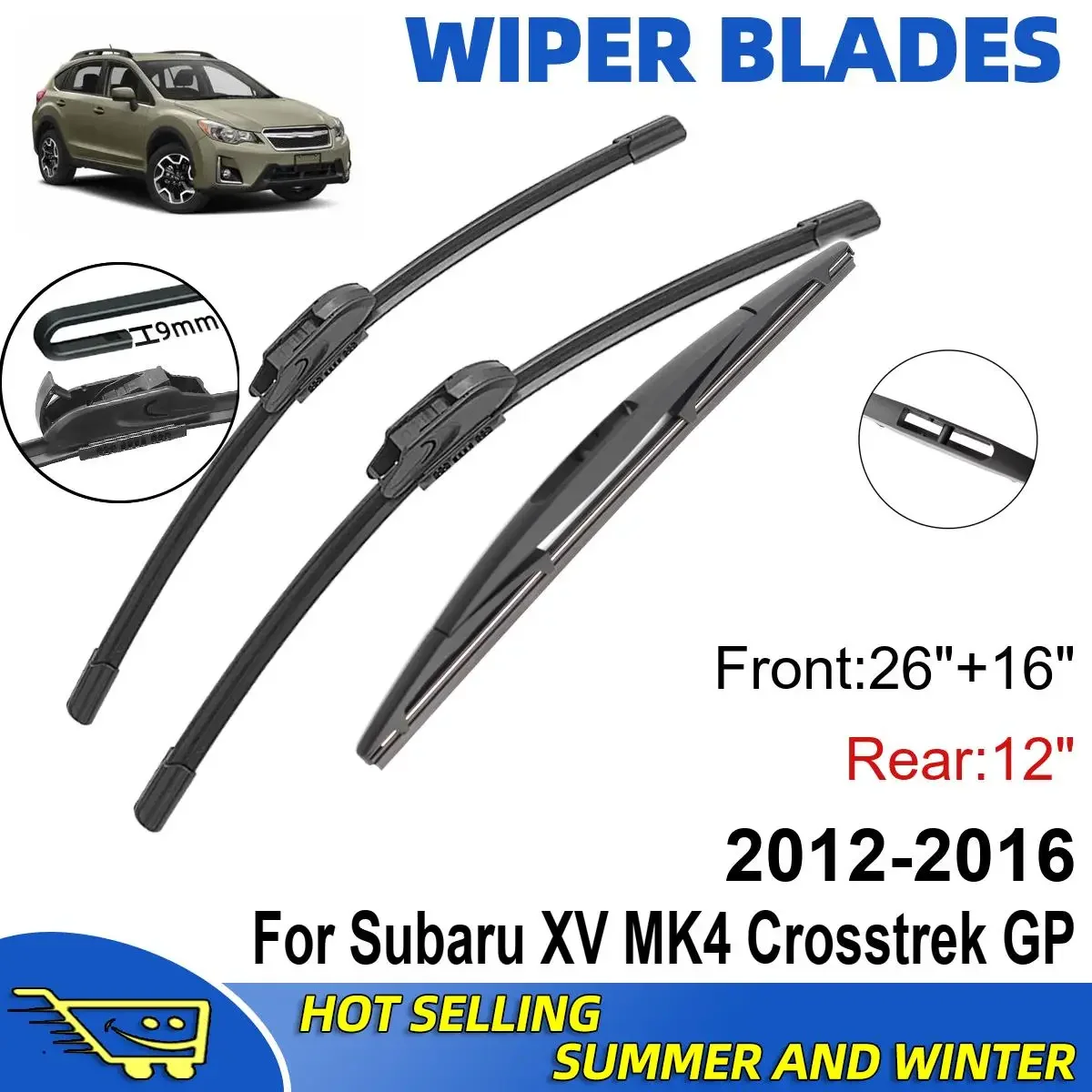 3PCS For Subaru XV MK4 Crosstrek GP 2012-2016 26" + 16"+ 12" Front Rear Wiper Blades Windshield Windscreen Window Accessories
3PCS For Subaru XV MK4 Crosstrek GP 2012-2016 26" + 16"+ 12" Front Rear Wiper Blades Windshield Windscreen Window Accessories