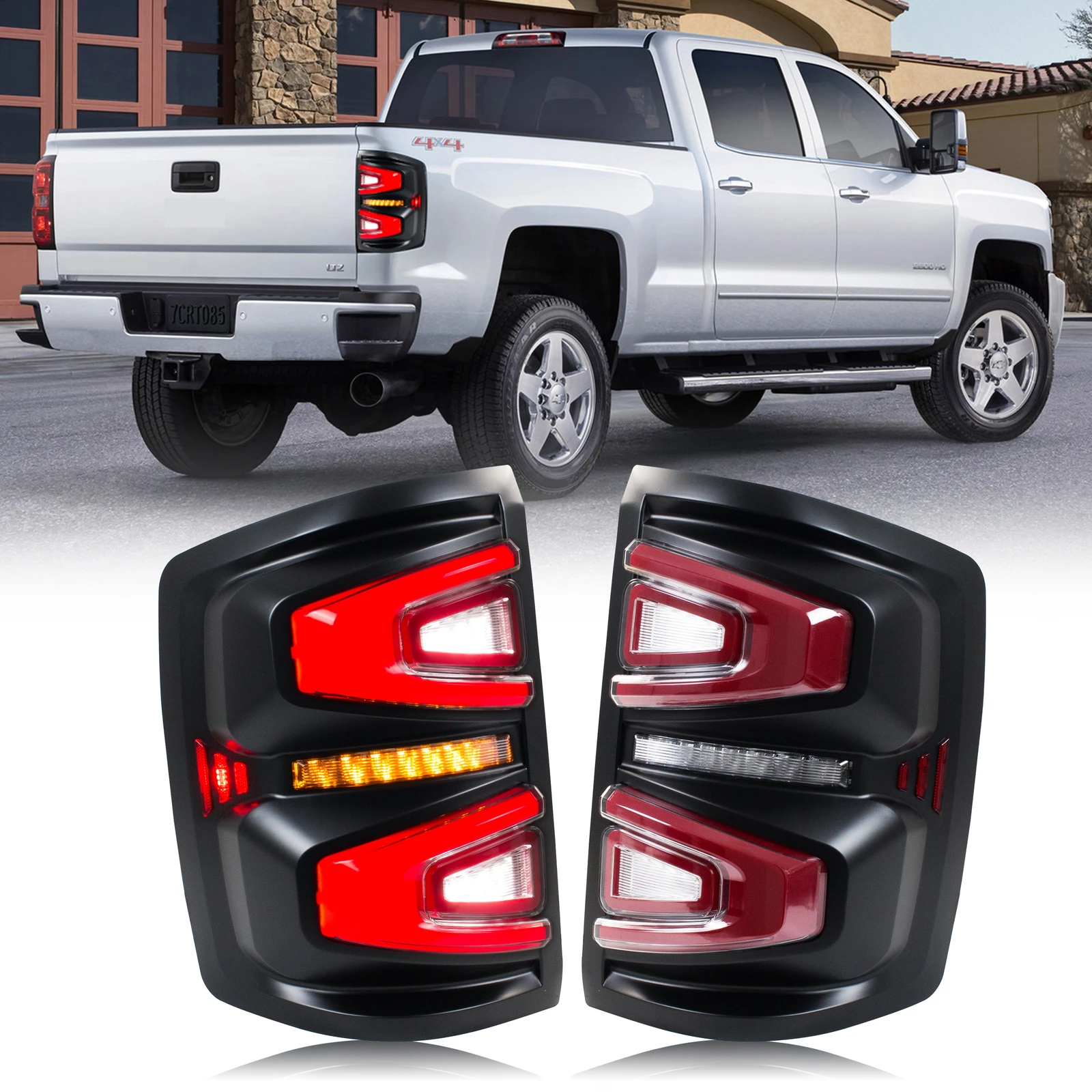 LED Tail Lights Assembly for Chevrolet Silverado 1500 2500 2014-2018 Sequential Turn Signal Trunk Rear Brake Lamps Assembly
LED Tail Lights Assembly for Chevrolet Silverado 1500 2500 2014-2018 Sequential Turn Signal Trunk Rear Brake Lamps Assembly