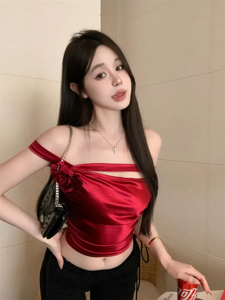 Sexy Red Strapless Crop Top Women's Outerwear Summer Off-Shoulder Sleeveless Vest High-End Feeling Korean Style Commute
Sexy Red Strapless Crop Top Women's Outerwear Summer Off-Shoulder Sleeveless Vest High-End Feeling Korean Style Commute