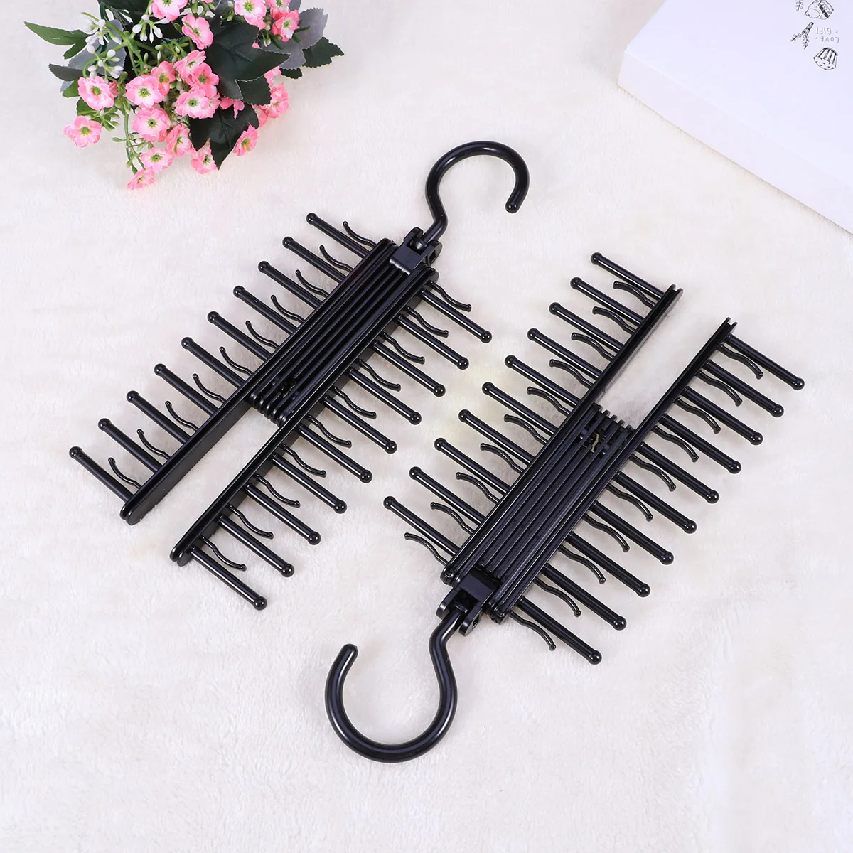 2 pcs Tie Rack Hangers Multifunctional Space Saving Metal Hook Organizer for Neckties Scarves Belts Coats Black
2 pcs Tie Rack Hangers Multifunctional Space Saving Metal Hook Organizer for Neckties Scarves Belts Coats Black