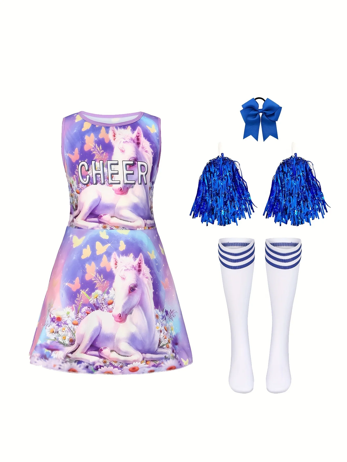 3D Unicorn Printing Cheerleading Dress Sweet Cute Children's Dress Girls' Party Clothing Pom-poms Suit
3D Unicorn Printing Cheerleading Dress Sweet Cute Children's Dress Girls' Party Clothing Pom-poms Suit