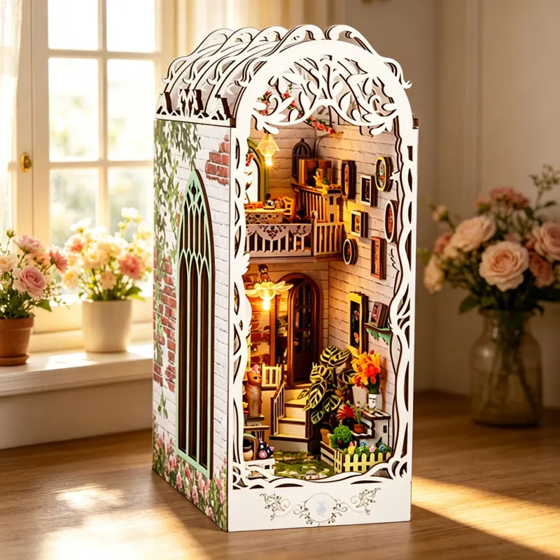 Zuuton Vintage Flower House DIY Book Nook Wooden Assembled Bookend Miniature Scene With LED Light Dust Cover Desktop Ornament Gi
Zuuton Vintage Flower House DIY Book Nook Wooden Assembled Bookend Miniature Scene With LED Light Dust Cover Desktop Ornament Gi
